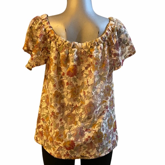 Cottagecore Blouse Floral Off Shoulder Lace Ethereal Boho Rosette Fairy Loose - Picture 3 of 7